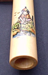 Elf painting on yellow cedar Little Owl flute
